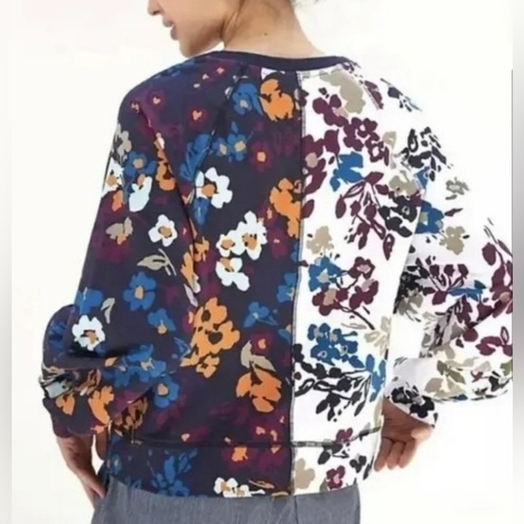 Anthro Maeve Puff Sleeve Floral Sweatshirt XS Mix Print Boho Bloomcore Dainty - Picture 3 of 8